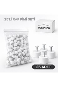 Resim DESIPHON Çivili Raf Pimi Beyaz 25 Adet | Dolap ve Raf Sabitleme Pimi Dayanıklı Plastik Raf Destek Aparatı 