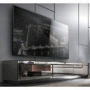 Resim LUXURY VİLLA Luxury Füme Aynalı 3 Kapaklı Tv Sehpası Uzunluk 172 Cm Derinlik 40 Cm Yükseklik 40cm 