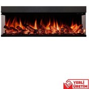 Resim Laden 150 Elektrikli Şömine - 3 Tarafı Cam Çerçeveli, Isıtıcılı, 