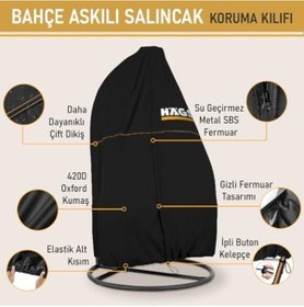 Resim Bahçe Salıncağı Örtüsü, Salıncak Koltuk Koruma Kılıfı Brandası, Hamak Dış Mekan Su Geçirmez Mobilyası Koruyucu Örtü - 190 X 115cm Abanoz 