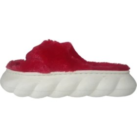 Resim Akınalbella Akınal Bella Kadın Kırmızı Çapraz Model Peluş Ultra Hafif Günlük Terlik AKB995-998 