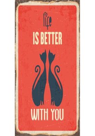 Resim is better witth you (10 CM X 20 CM) mini retro ahşap poster 
