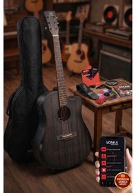 Resim Maxword Luxury Hcr-560bk-eq Half Cutaway Elektro Akustik Gitar Seti 1 Adet 