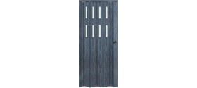 Resim Faran Dekorasyon 115 x 215 Antrasit Renk Camlı Pvc Akordiyon Katlanır Kapı - Frnakmodel-52 