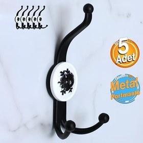 Resim Badem10 5 Adet Boncuk Siyah Dolap Askılık Askılığı Banyo Mutfak Askısı Duvar Kapı Elbise Kıyafet Vestiyer 
