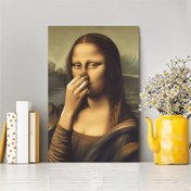 Resim Komik Mona Lisa Parodisi Tuval Sanatı - Ahşap Çerçeveli Banyo Duvar Dekoru, Herkes İçin Mükemmel Tatil Hediyesi, Asması Kolay 