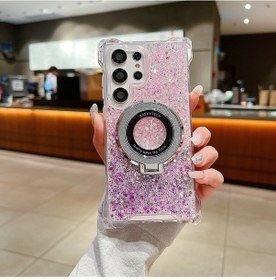 Resim Samsung Galaxy Uyumlu S24 Ultra Kılıf Tpu + Akrilik Degrade Telefon Kapağı, Manyetik Halkalı Kickstand 