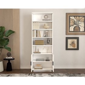 Resim Armi Kitaplık 6 Raflı 2 Kapaklı Beyaz 