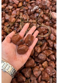 Resim Kırmızı Bordo Dolomit Çakıl Taşı 4-6 Cm 1 Kg Dekoratif Bahçe Peyzaj Saksı Akvaryum Teraryum 