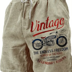 Resim Erkek Vintage Motosiklet Baskılı Şortlar, Rahat Polyester Plaj Altı, Düzenli Kesim Bağcıklı Dokuma Kumaş, %100 Polyester 120g/m² - Avrupa ve Amerika Modası 