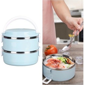 Resim Vakumlu 2 Katlı Yemek Termosu Mavi 1,5 Litre 