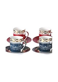 Resim Lucky Art Lancelot Bone 6lı Kahve Fincan Seti Kırmızı 