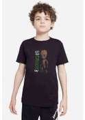 Resim Get Your Groot On Baskılı Unisex Çocuk Siyah T-Shirt 