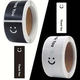 Resim Neşeli Teşekkür Etiketleri 1 Rulo 120 Etiket 2.5cm*7.6cm Mühürleme Hediye Süsleme Kuru Yapışkan Etiketler 