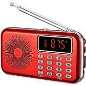 Resim Yaozixa Kırmızı Y-619 Mini Fm Radyo: 2" Ekran, Usb/tf/aux Çalma, Kulaklık, Kayıt Fonksiyonu Ve Acil Led Feneri 
