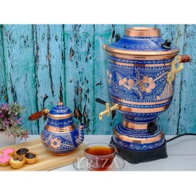 Resim Eriza 6 Litre 220V Elektrikli Işlemeli Bakır Semaver 