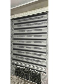 Resim Zebra Stor Perde 15950 Siyah Gri Beyaz Geçişli Etekli Boncuklu Çocuk Odası Balkon Mutfak Perdesi Siyah 