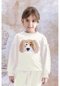 Resim Mininio Kız Bebek Kulak Detaylı Sweatshirt - Skasar Ekru 