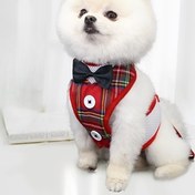 Resim Köpek Yelek Kemer ve Tasma Seti, Yelekli Köpek Papyonu, Küçük Köpek Yürüyüş Tasması, Nefes Alabilen Adım Adım Küçük Köpek Kemer ve Tasma Seti 