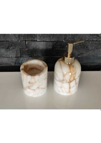 Resim Bal Mermer 2'li Banyo Seti Beyaz 
