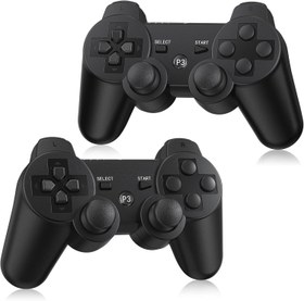 Resim Yinjie PS3 Controller Wireless 2 Pack, with 2 USB Charging Cables - Black 