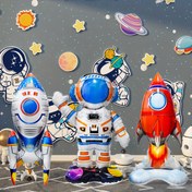 Resim 3 adet/paket, Roket Astronot Alüminyum Folyo Balon Seti - Doğum günü partileri, fotoğraf rekvizitleri ve oda dekorasyonları için mükemmel 