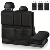 Resim Siyah Oxford Kumaş Araba Araba Arka Koltuk Organizatör Çantası Asılı Araba Saklama Çantası 