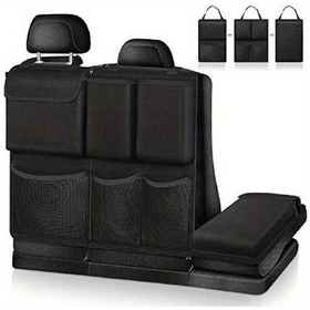 Resim Siyah Oxford Kumaş Araba Araba Arka Koltuk Organizatör Çantası Asılı Araba Saklama Çantası 