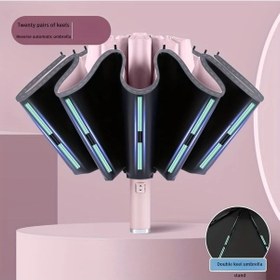 Resim Fochsia Açık Pembe Üçlü Katlanır Otomatik Ters Şemsiye - Kompakt, Uv Korumalı, Su Geçirmez 