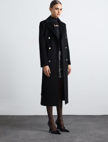 Resim Milara 100% Virgin Wool Black Coat - 36 