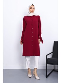 Resim Bordo Kol Bağlamalı Tunik 