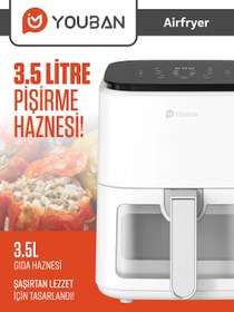 Resim Air Fryer 3.5l Camlı Beyaz Fritöz 