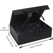 Resim Fochsia Siyah Manyetik Hediye Kutusu Kapaklı Tebrik Kartı Konfeti Doğum Günü Düğün Yıldönümü Parti Siyah 