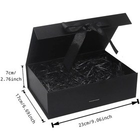 Resim Fochsia Siyah Manyetik Hediye Kutusu Kapaklı Tebrik Kartı Konfeti Doğum Günü Düğün Yıldönümü Parti Siyah 