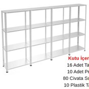 Resim RafBurada 4 Katlı 4'lü Galvaniz Çelik Raf - Depo, Arşiv, Kiler, Dosya, Market Rafı 43x93 cm-200 cm-0.70 mm 