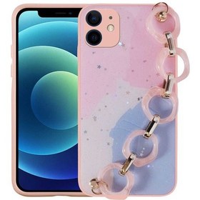 Resim İphone 11 Uyumlu Simli Desenli El Askılı Tutacaklı Zore Elsa Silikon Kılıf-pembe Pembe 