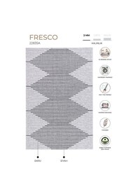 Resim Koza Halı Fresco Ekru Siyah İskandinav Jüt Yıkanabilirhalı Kilim Balkon Ter Ekru - Siyah 