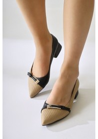Resim Mayda Siyah Sivri Burunlu Toka Detaylı Kısa Topuklu Günlük Ayakkabı 001 