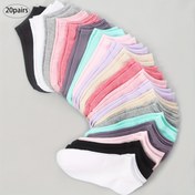 Resim 20 Çift Kadın Bilek Çorabı, Yazlık Nefes Alabilen İnce Karışım, Düz Renk, Örme Kumaş, Polyester %75, Elastan %25, Hafif Ter Emici, Elde Yıkama/Kuru Temizleme, 290g/m² - Çeşitli Renkler 
