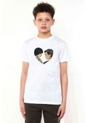 Resim Stanger Things Mike & Eleven Love Baskılı Unisex Çocuk Beyaz T-S 