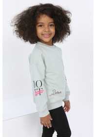 Resim Toontoy Kids Toontoy Kız Bebek Believe Baskılı Sweatshirt Yeşil 