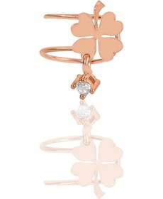 Resim Gümüş Taş Sallantılı Yonca Modeli Kıkırdak Küpe 