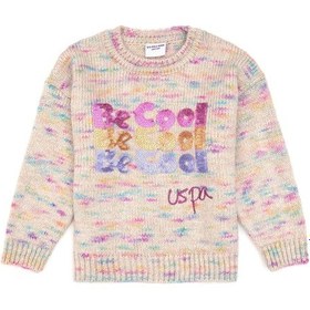 Resim U.S. Polo Assn. Kız Çocuk Neon Pembe Payet İşlemeli Bisiklet Yaka Kazak 50314362-VR105 