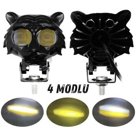 Resim Point Kedi Göz Sis Farı Çift Renk Sarı-beyaz Araç Motosiklet Off Road Led Metal Çalışma Lambası 