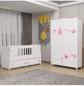 Resim Melina Bebek Odası Yıldız 4 Kapaklı Dolap - Prenses Beyaz 