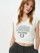 Resim Kısa Kollu Sweatshirt V Yaka Baskılı 