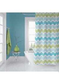 Resim Banyo Perdesi 1x120x200 Tek Kanat Duş Perdesi Halka 3588 Çok Renkli 