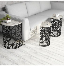 Resim Variant Stil 3 Lü Zigon Sehpa - Mermer Beyaz 