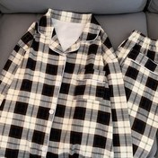 Resim Fransız Vintage Klasik Şık Tembel Mature Tarzı Desenli Kadın Pijamaları, Harajuku Mod Trendi Sanatsal Ev Giyimi, Yeni Sonbahar ve Kış Uzun Kollu Uzun Pantolon İki Parça Pijama Seti (Hediye Kutusu Olmadan) 2024 için. 