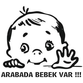 Resim Arabada Bebek Var Sticker 20X17 Cm 